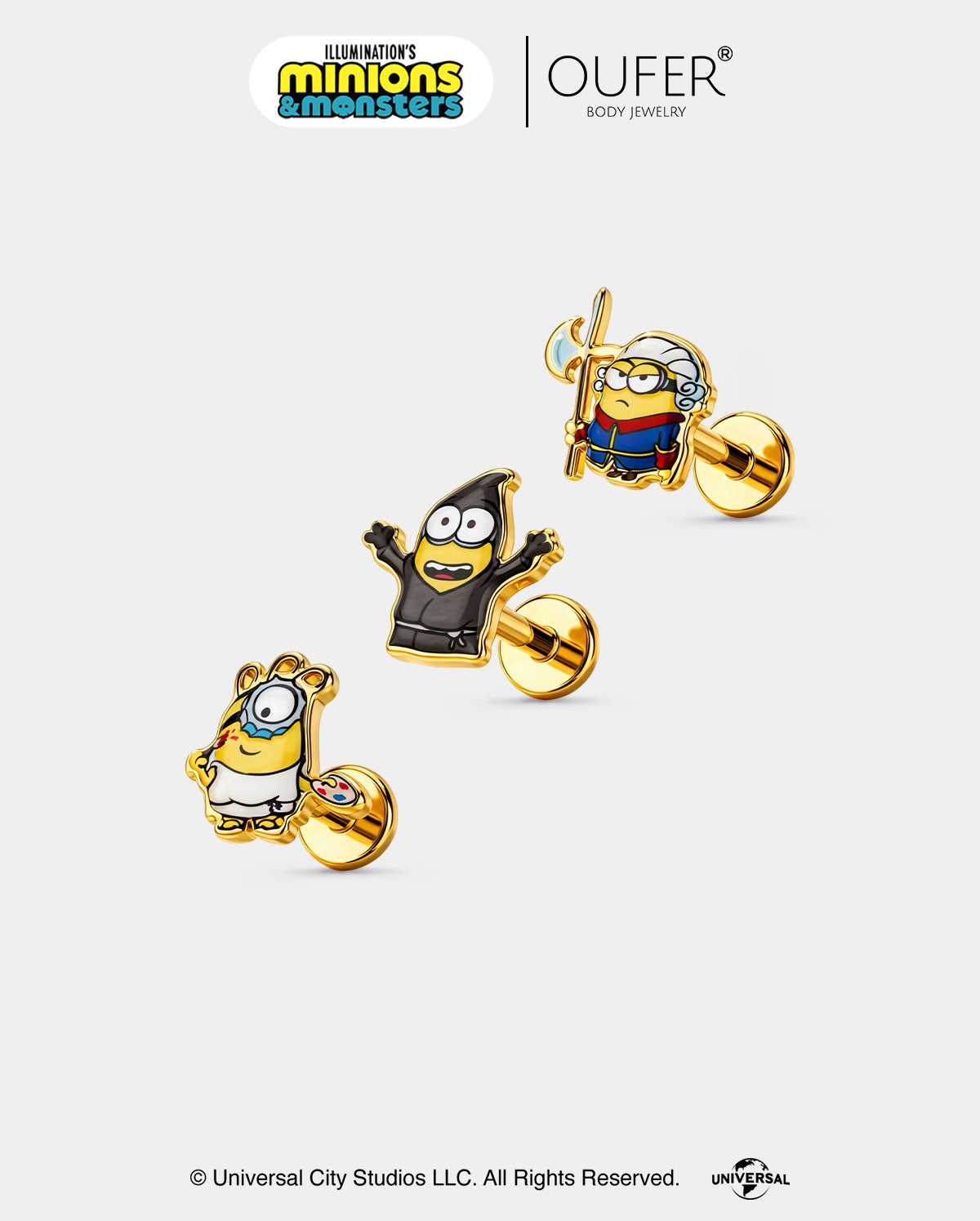 MINIONS × OUFER James & Henry & Ed Cartilage Stud Set