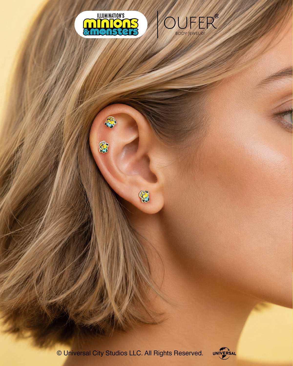 MINIONS × OUFER Forward Motion 3PCS Cartilage Stud Set