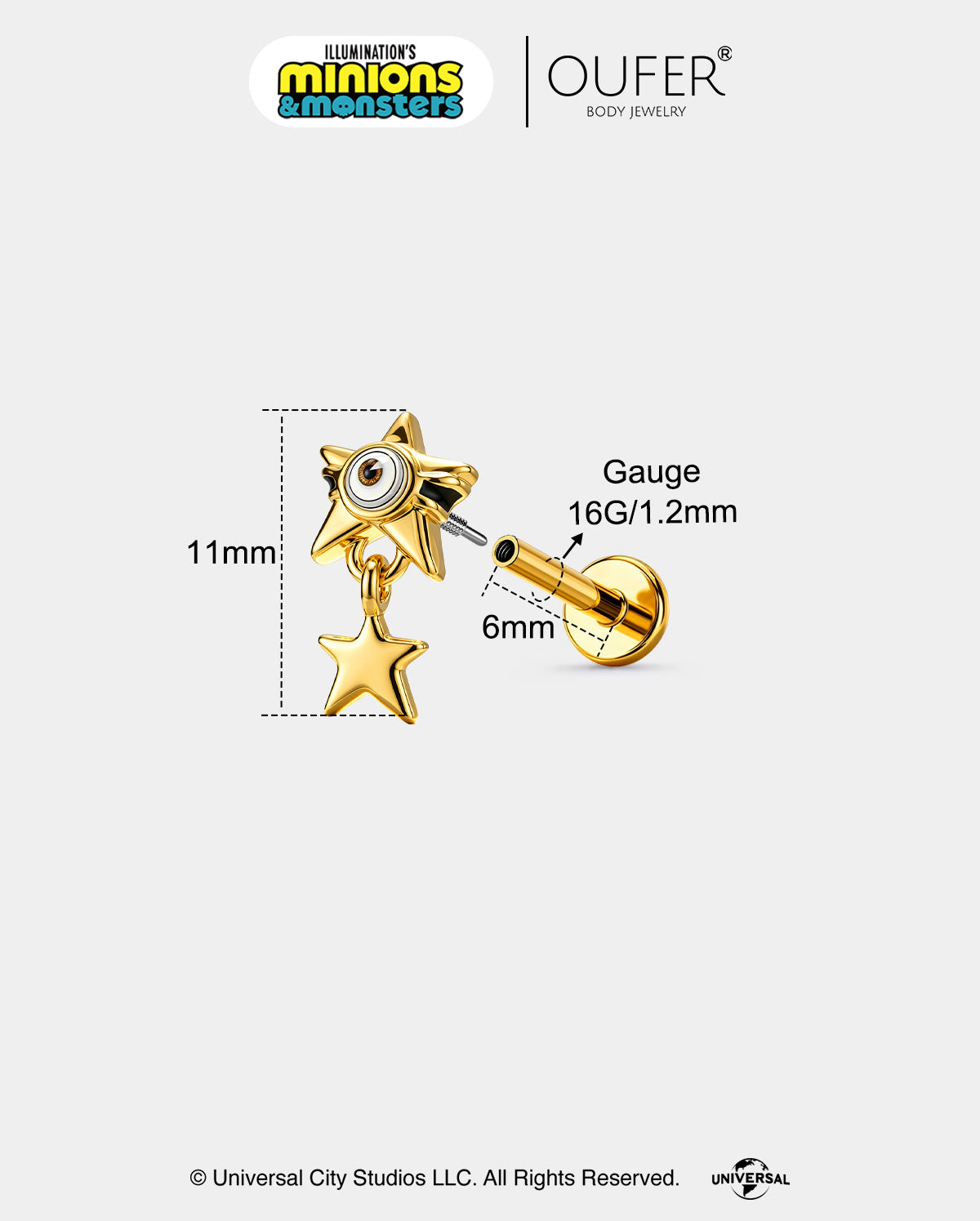 MINIONS × OUFER Star Dangle Helix Stud