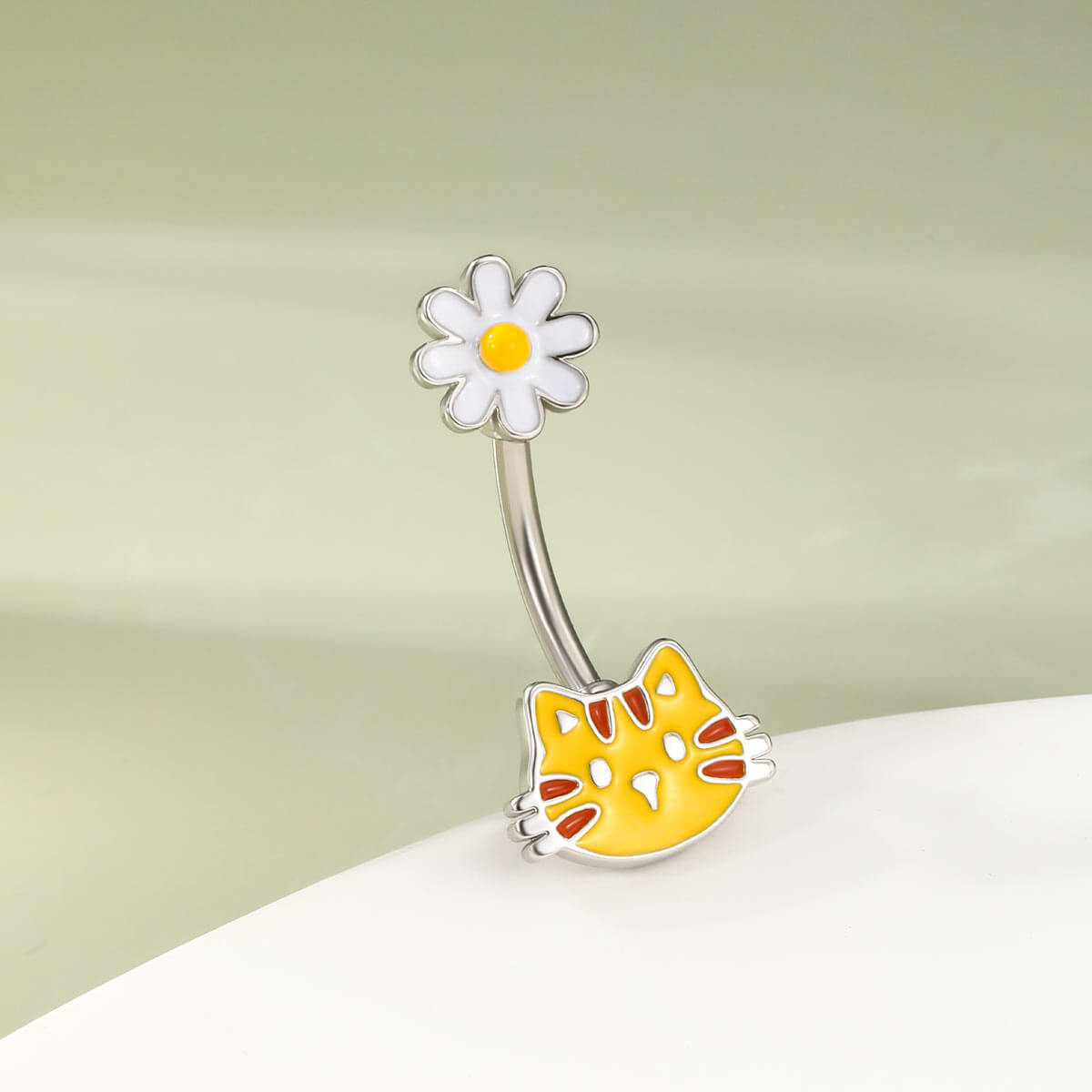 oufer flower and cat belly button ring