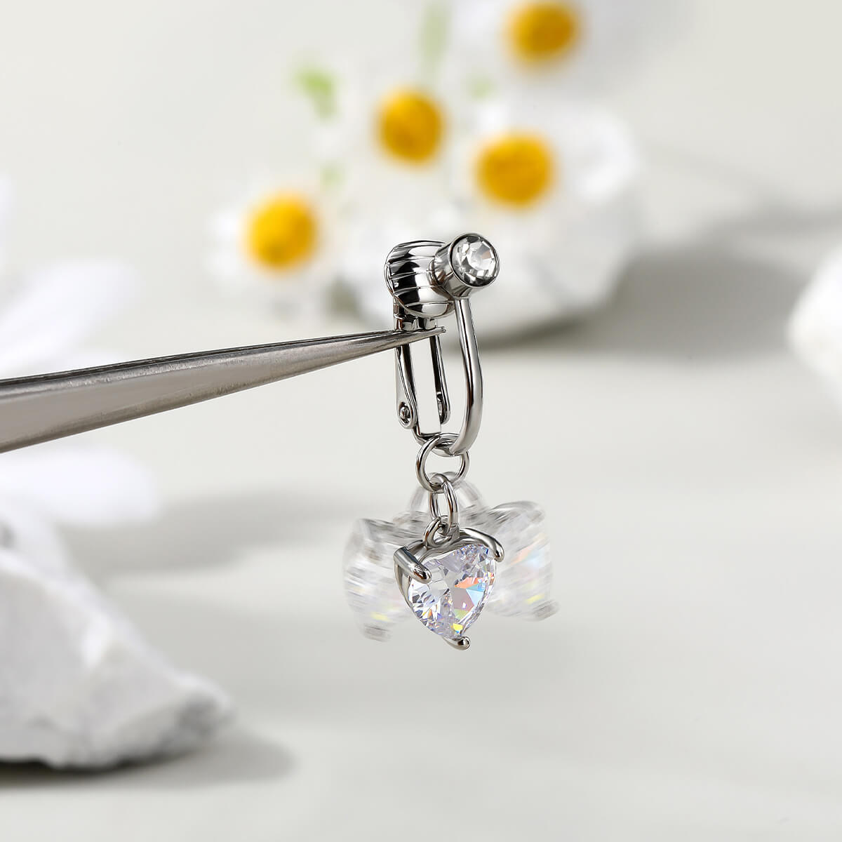 5Pcs 14G Crystal CZ cuelgan y Stud Vientre Anillos Pack 1