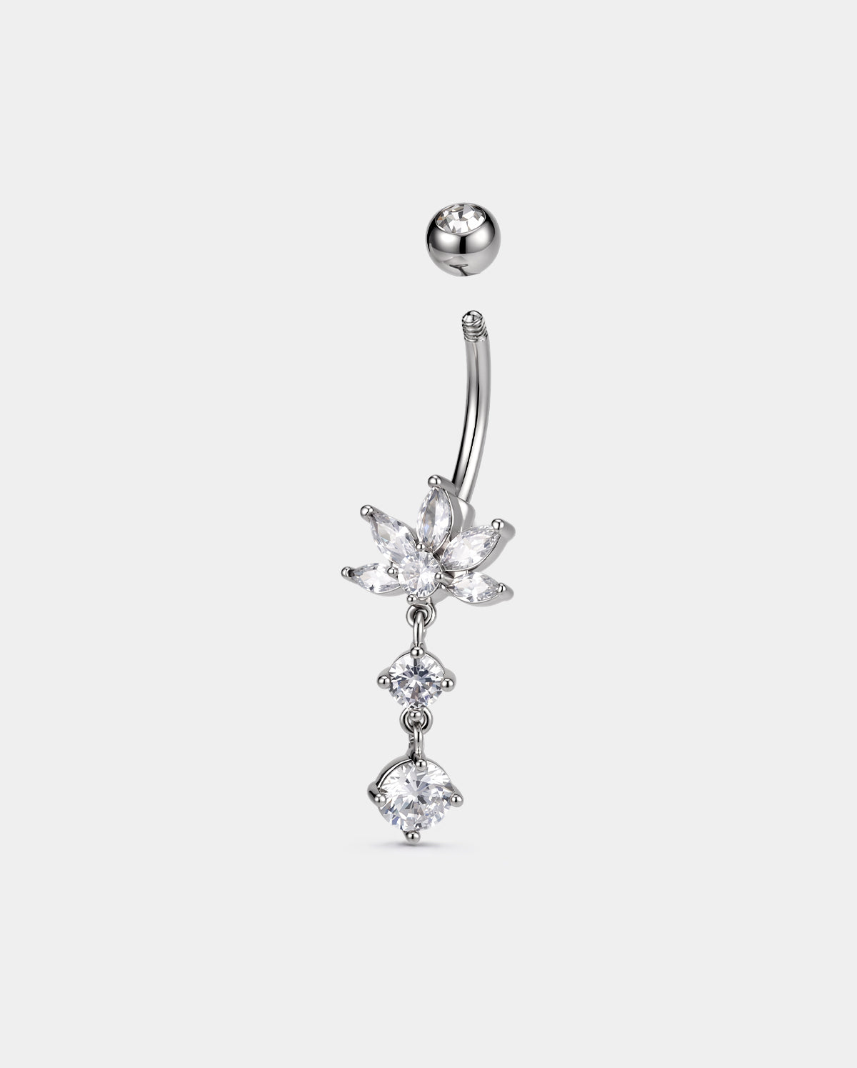 Lotus Double CZ Dangle Belly Ring