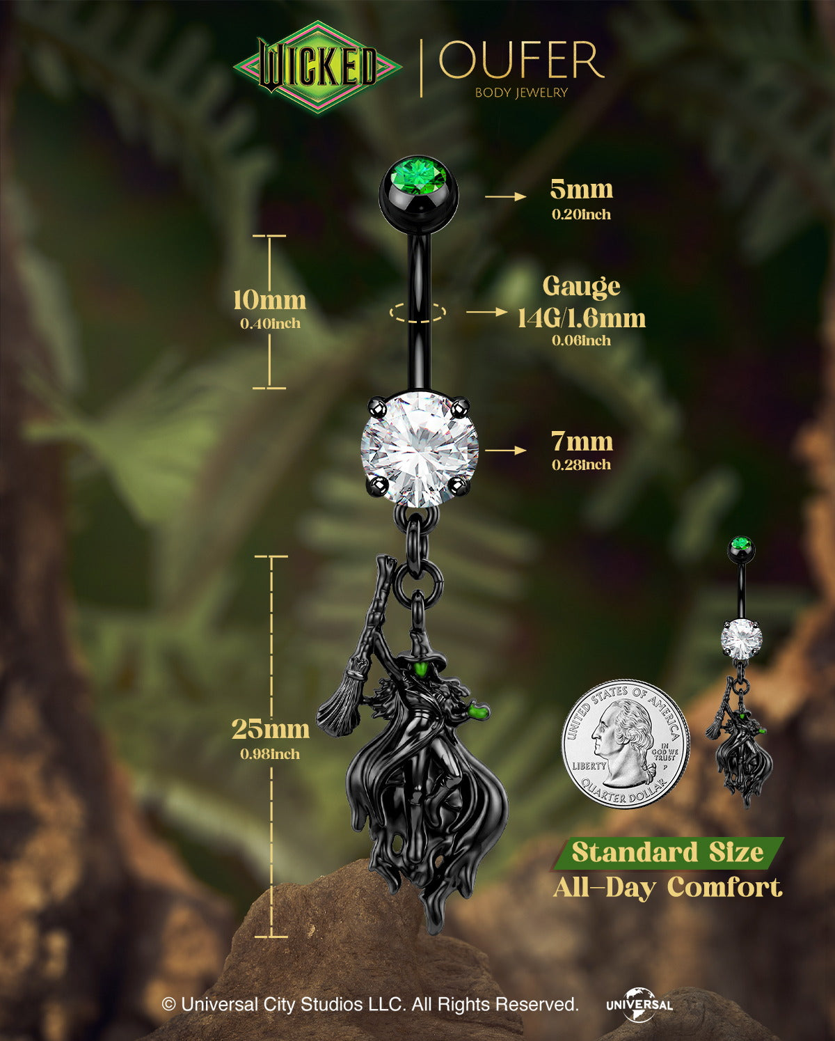WICKED X OUFER Elphaba Dangle Belly Ring