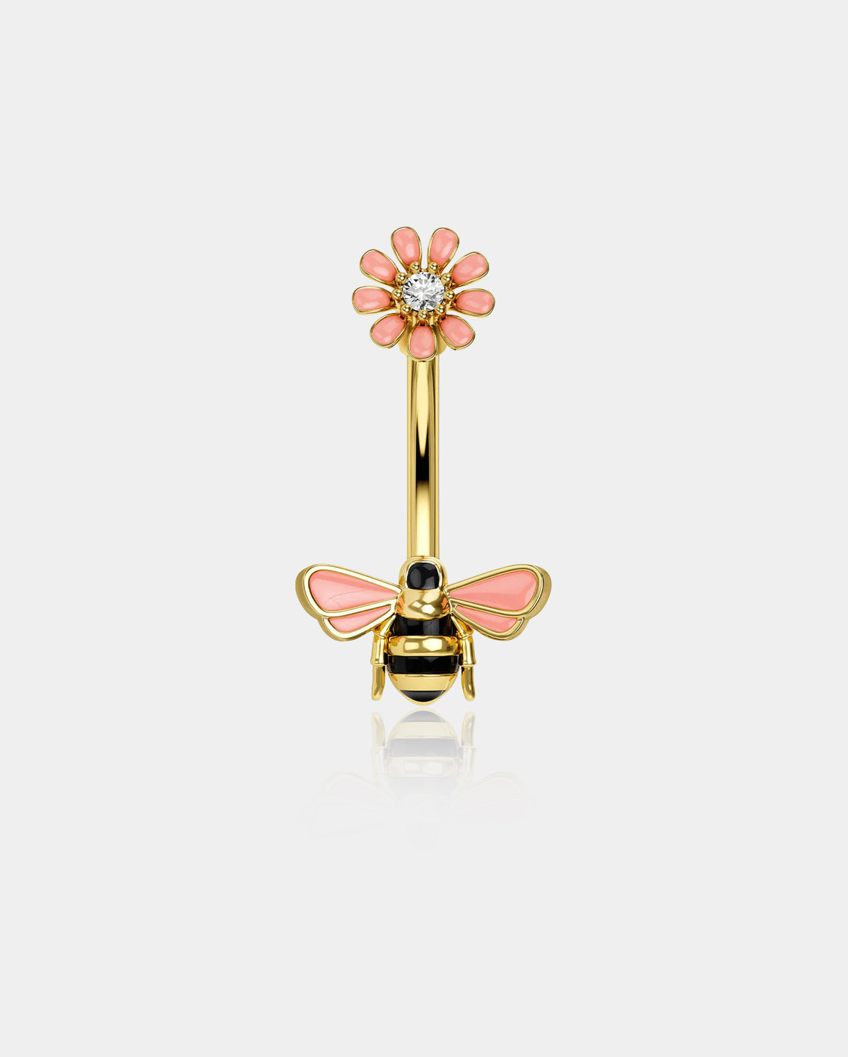 oufer bee and flower belly button rings