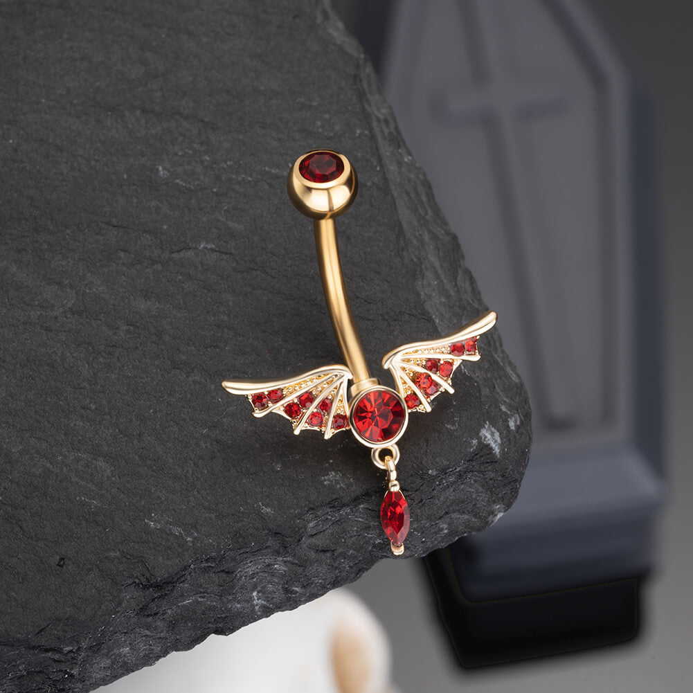 oufer gold angel wing belly button rings