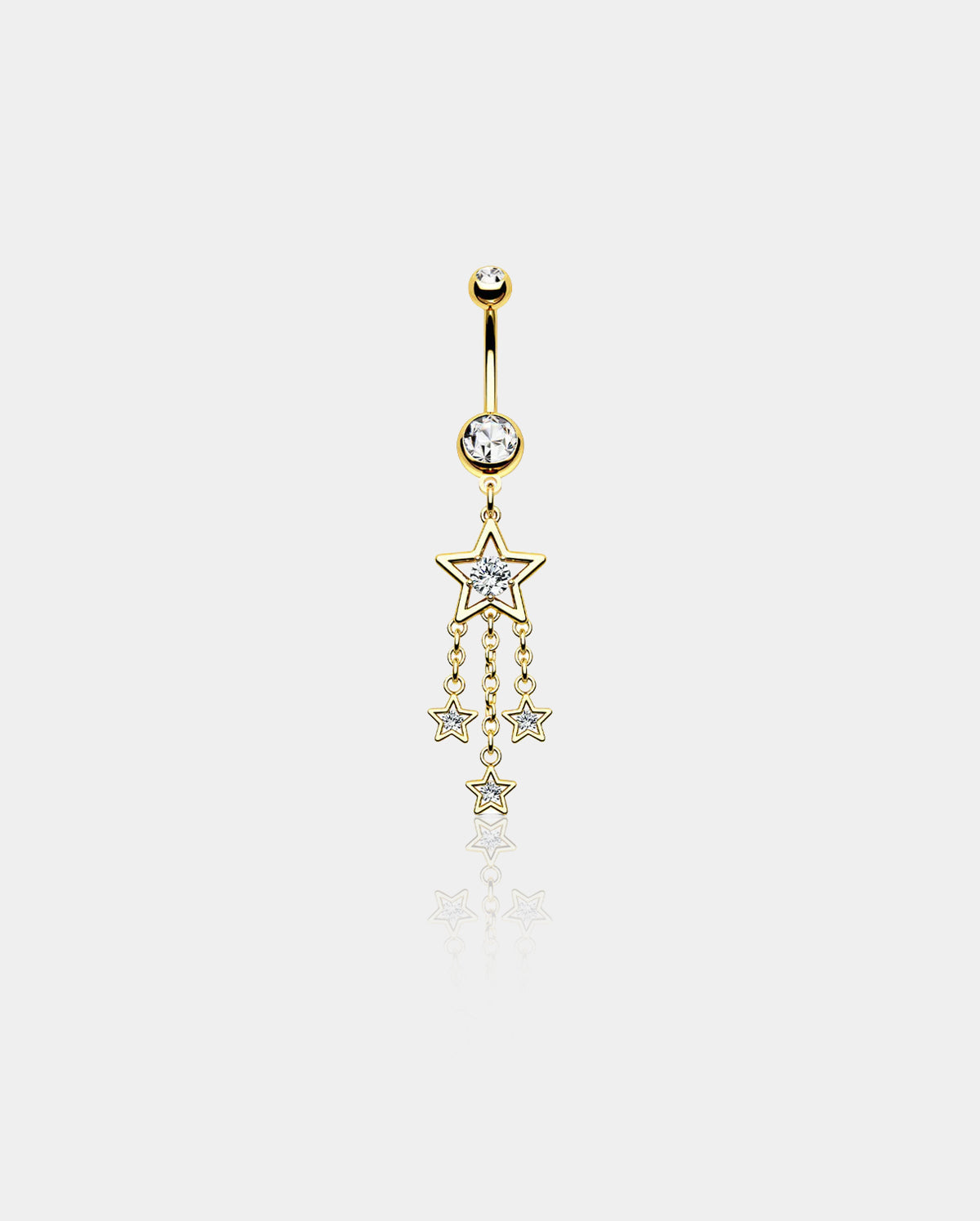 Stars CZ Dangle Belly Ring