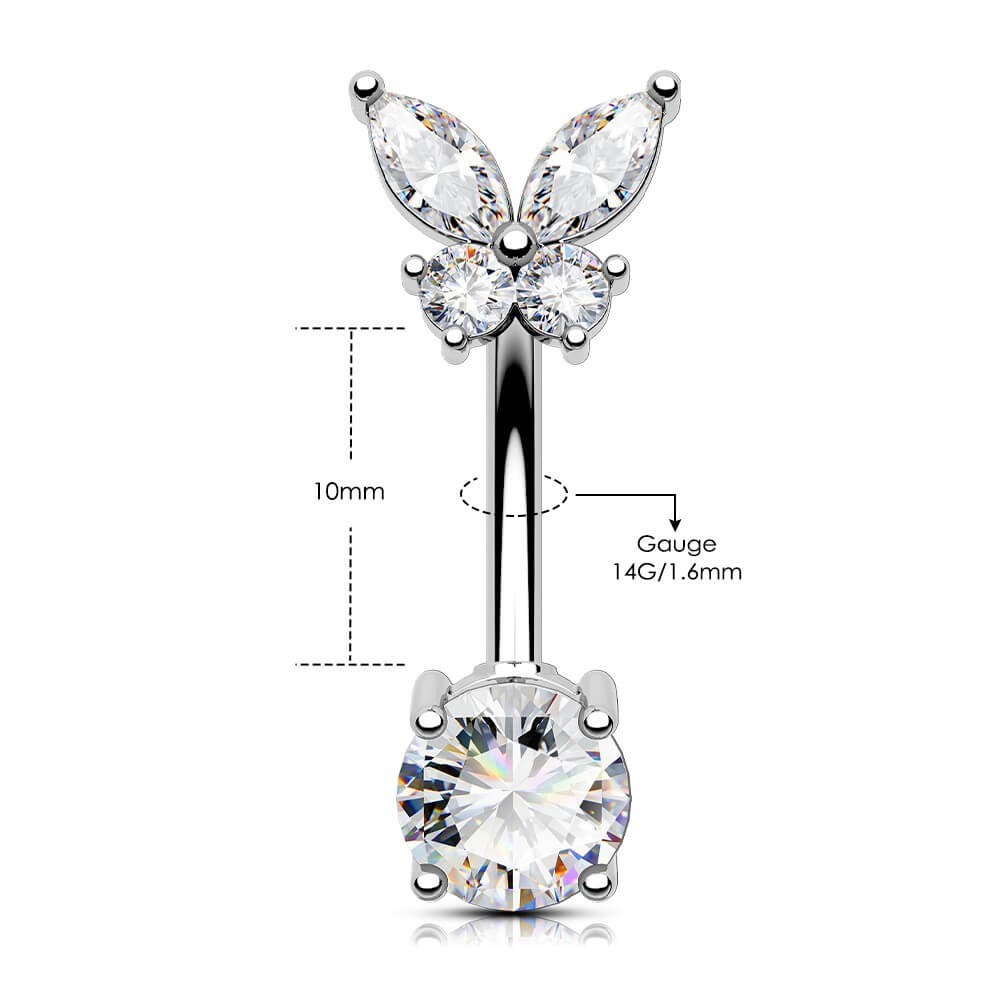 Butterfly Top CZ Belly Ring