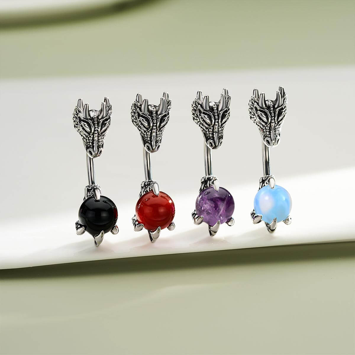 natural stone dragon belly ring