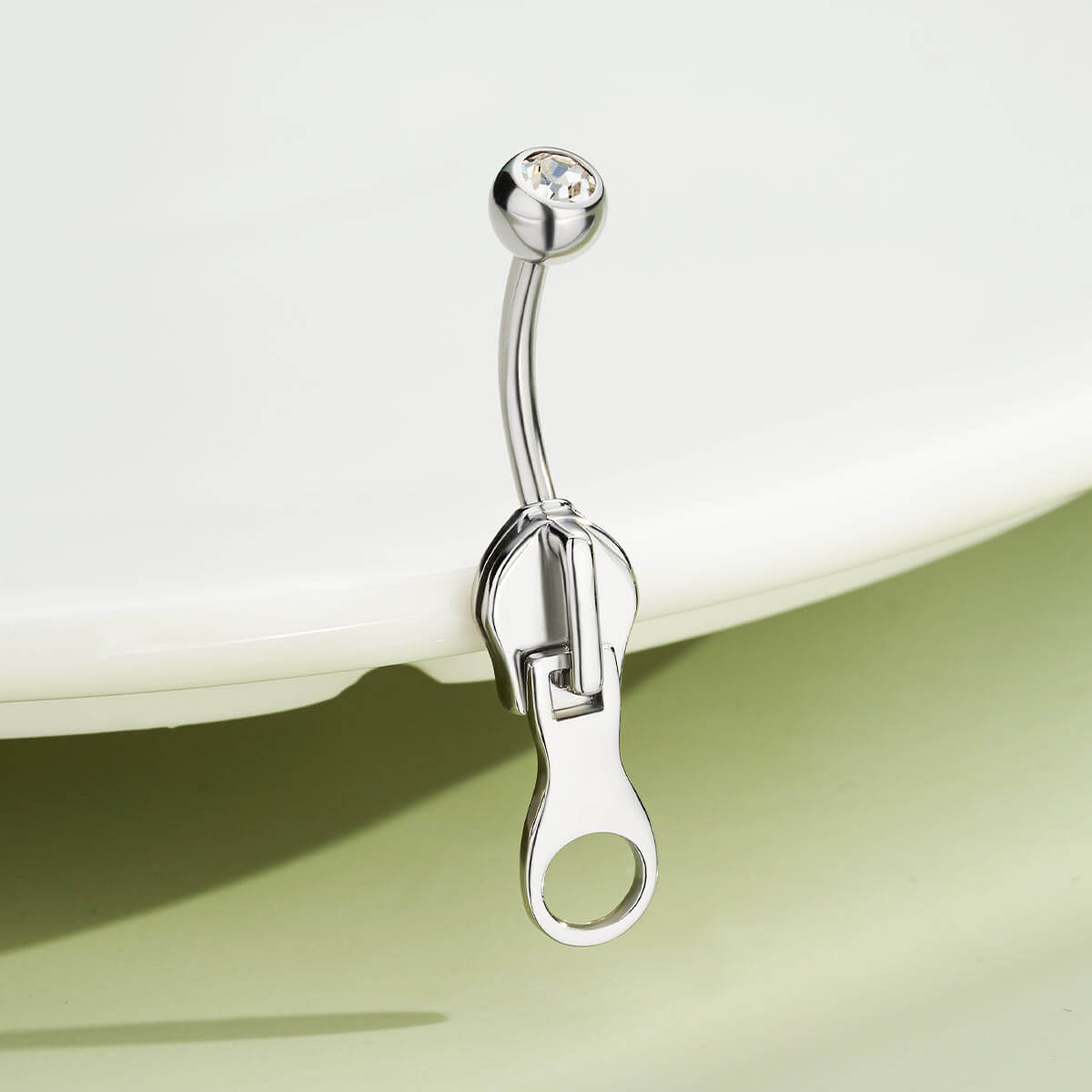 Zipper Style Dangle Belly Ring