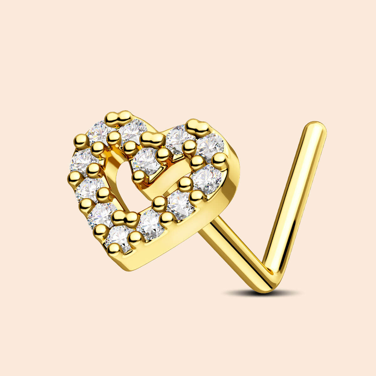 golden heart nose stud