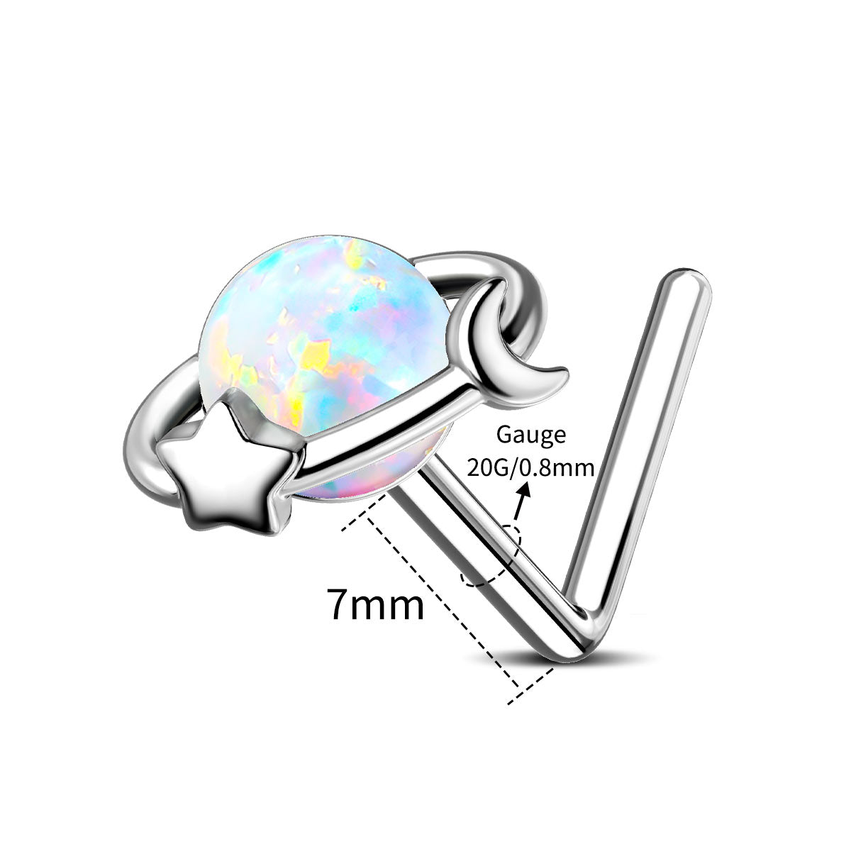 20g opal nose stud