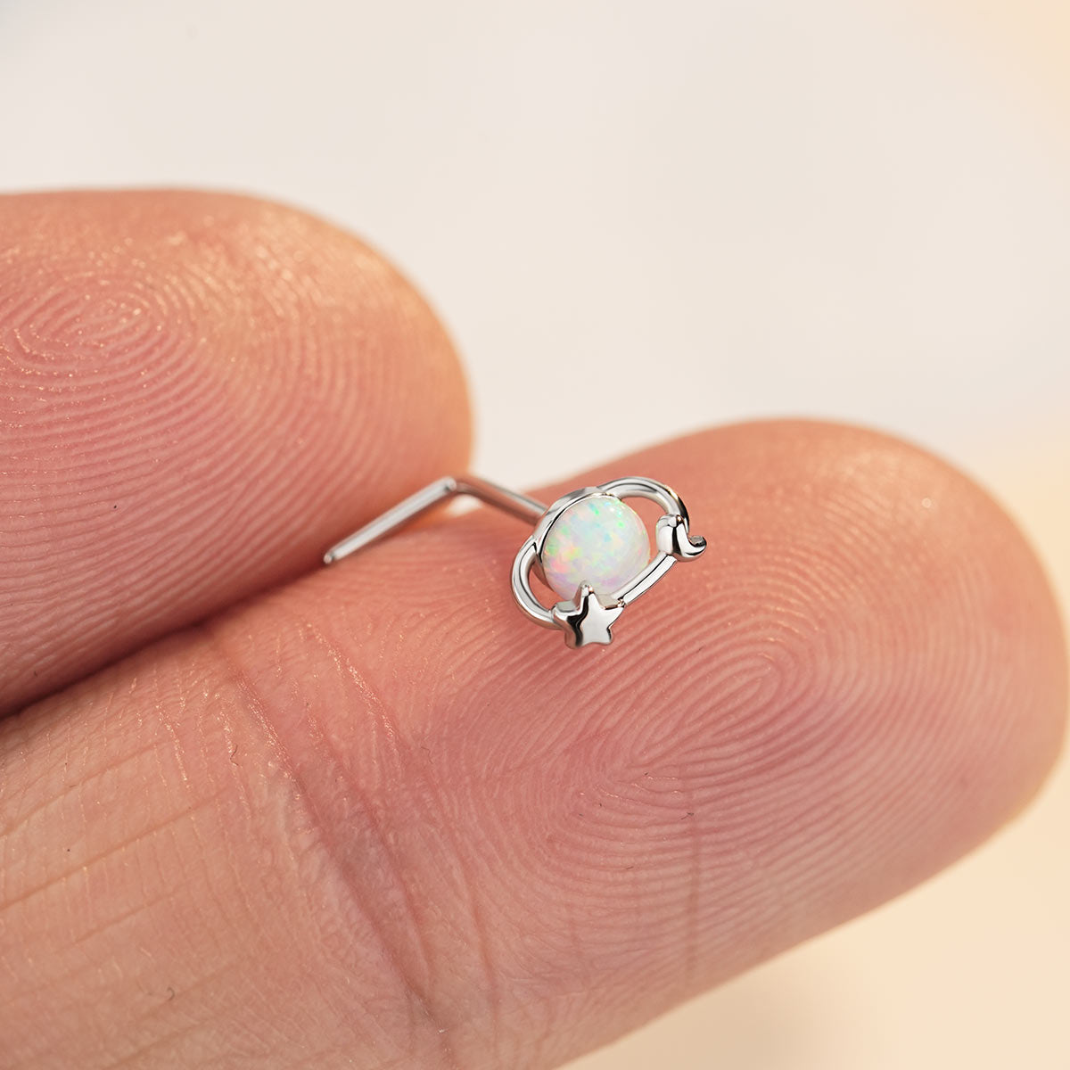 stainless steel opal nose stud