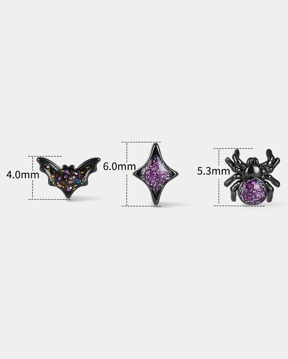 3PCS Purple Spider/Bat/Star Halloween Nose Stud Set