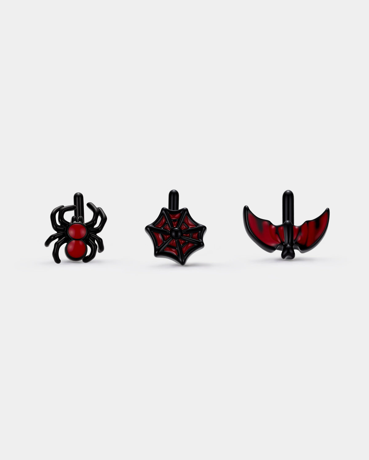 3PCS Spider/ Bat /Web Halloween Nose Stud Set