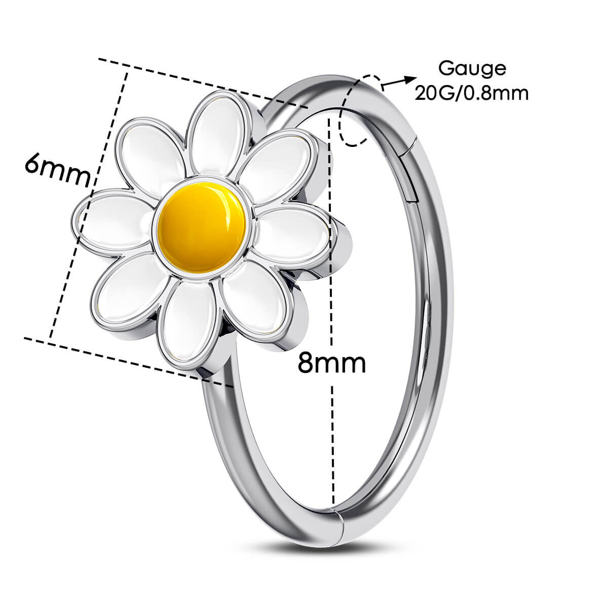 Silver and Gold Daisy Segment Nose Ring