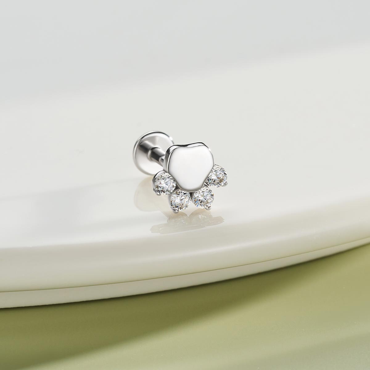 sterling silver paw print Helix Stud