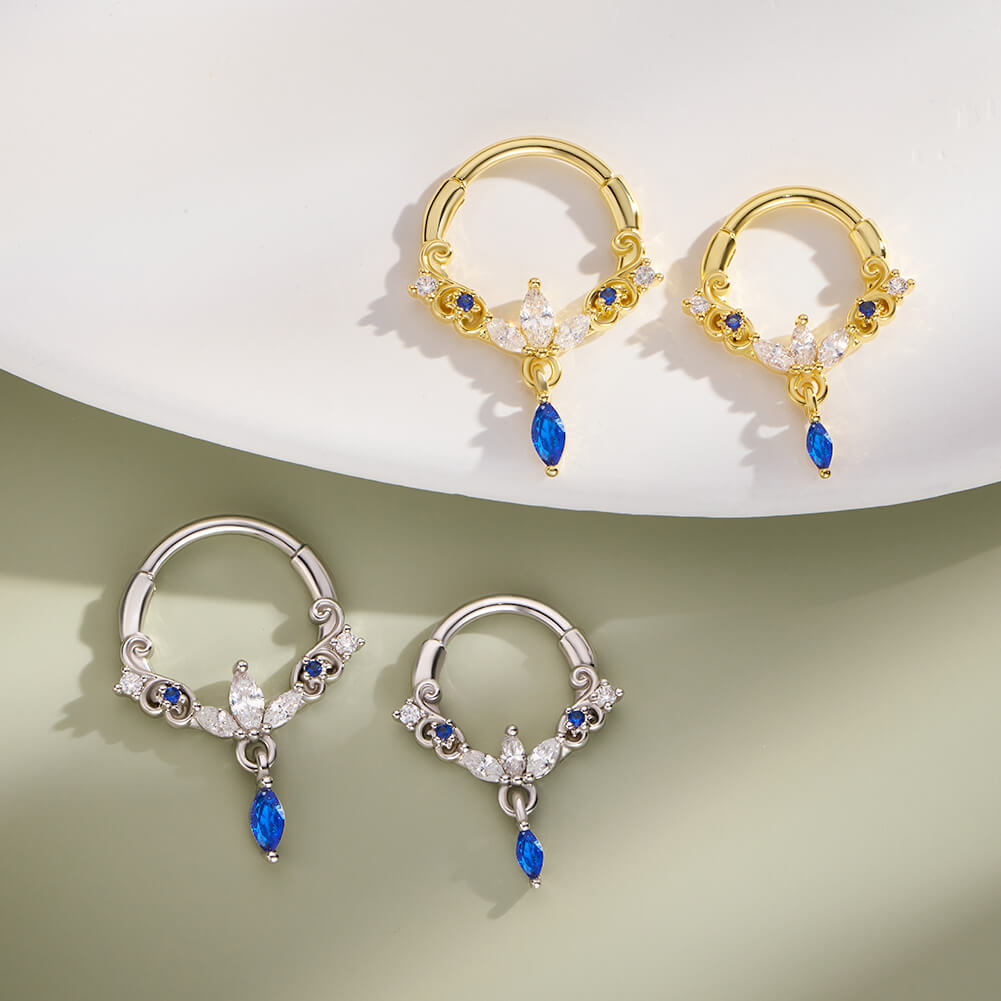 silver and gold luxury septum ring