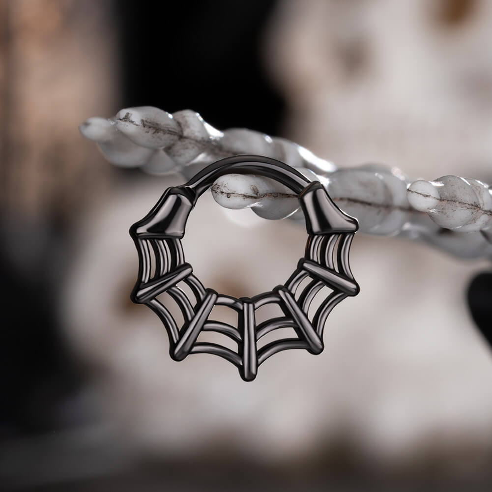black spider web septum ring