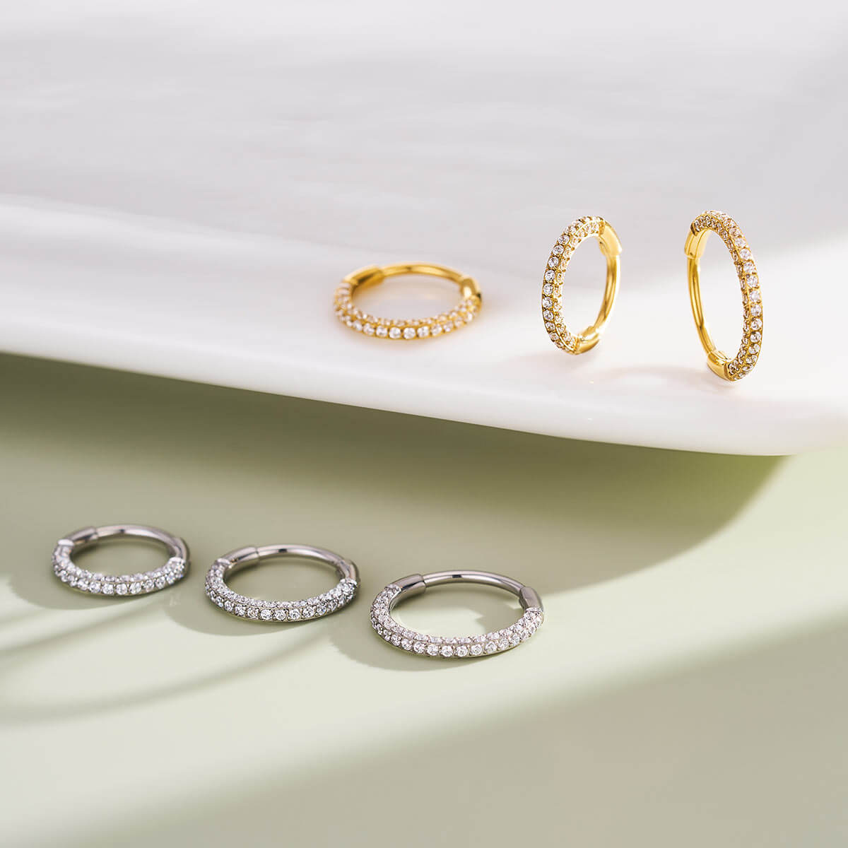 oufer triple sided CZ nose ring