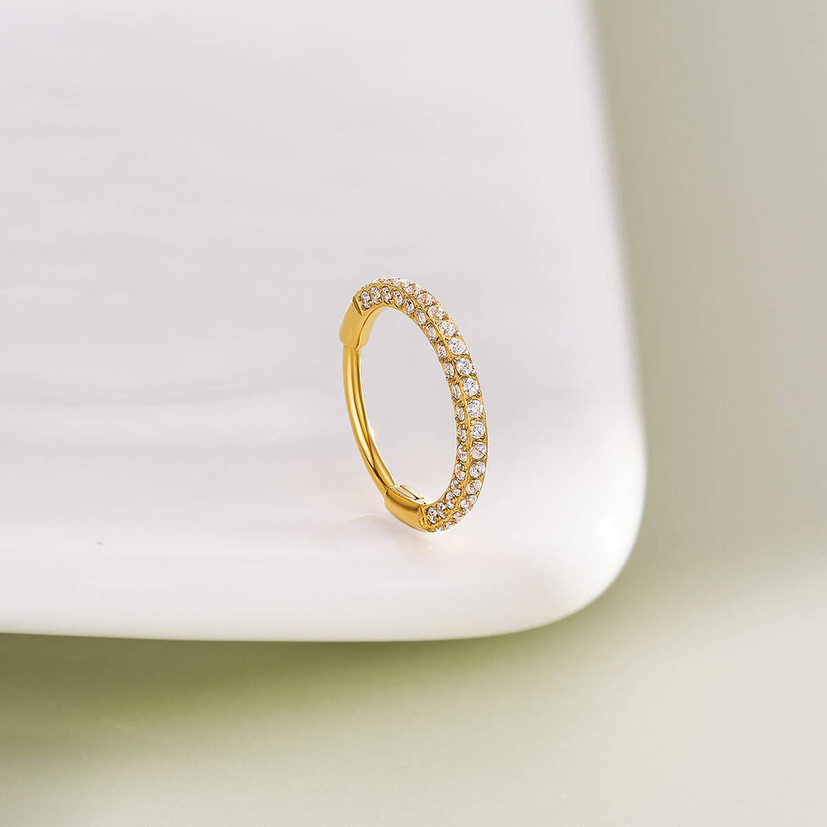 hinged segment triple sided CZ nose ring