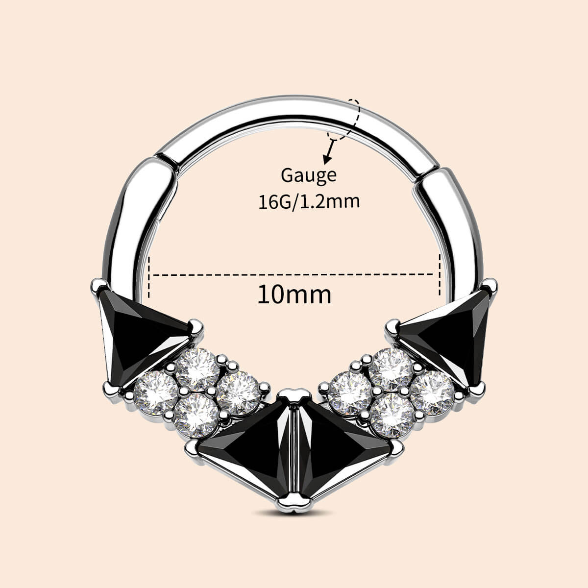 10mm black septum ring