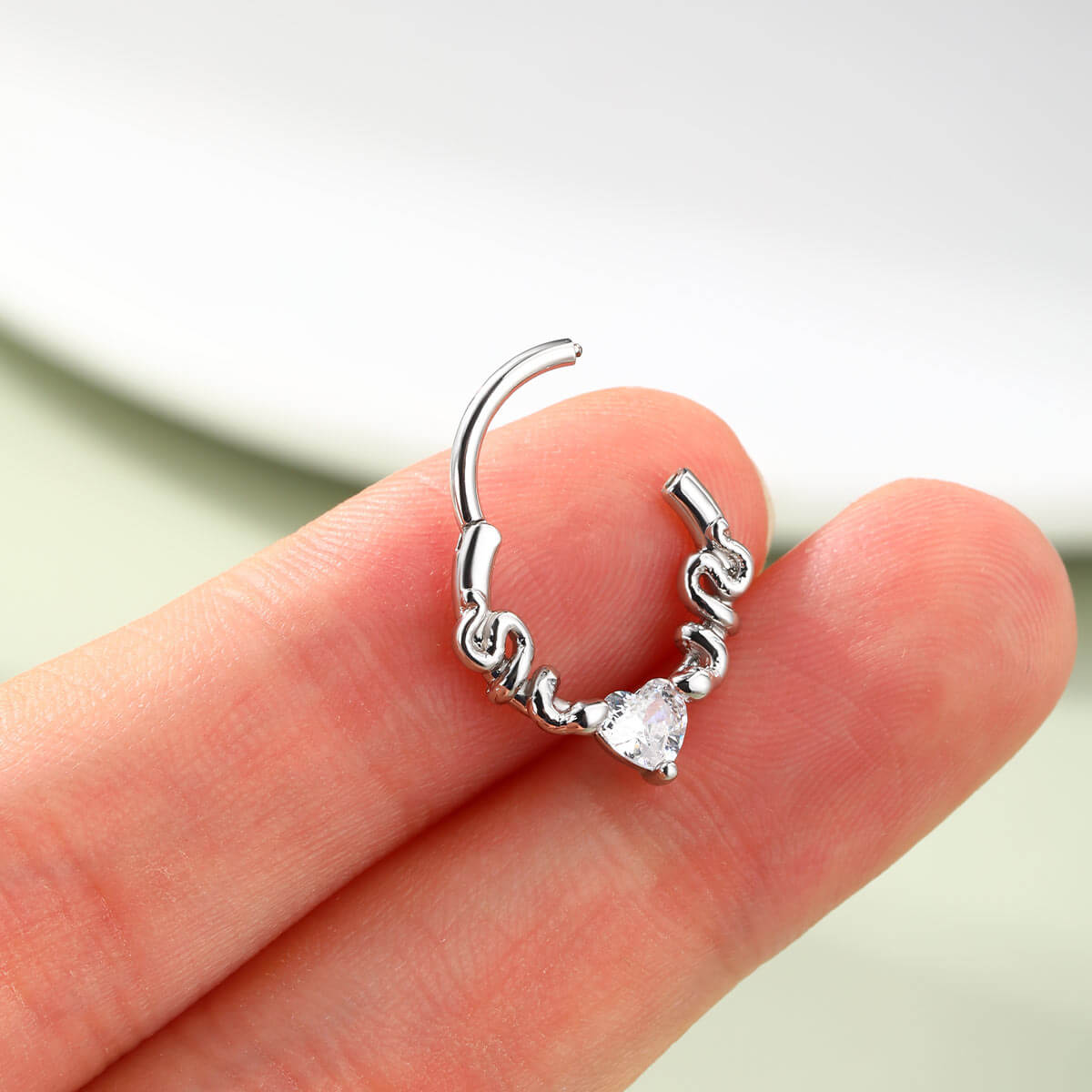 hinged segment snake and heart septum ring