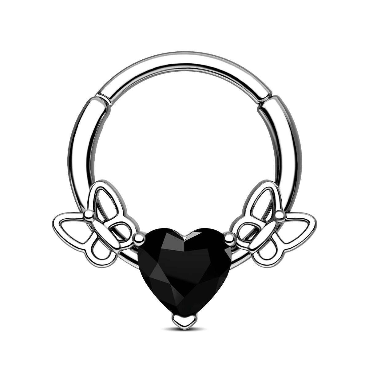 black heart and butterfly septum ring