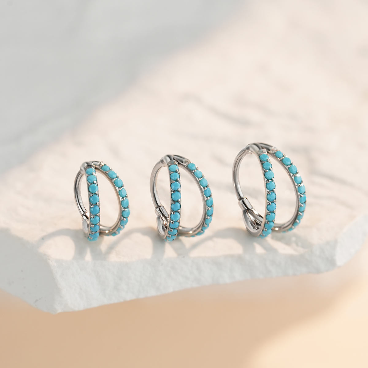 turquoise double nose ring