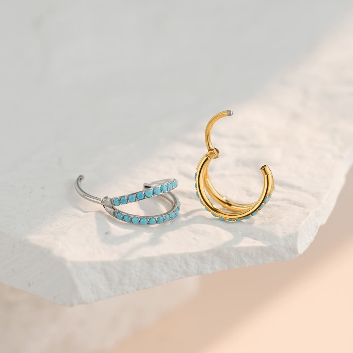 hinged segment turquoise nose ring