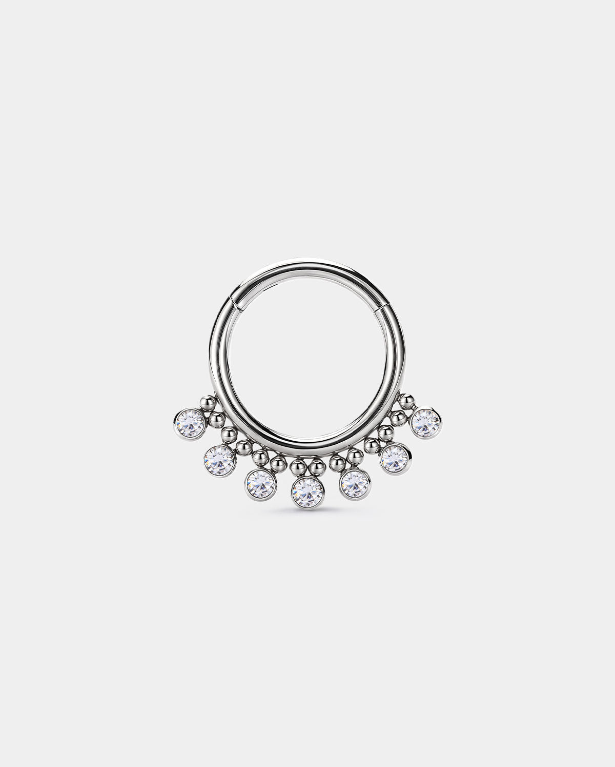 Delicate Beaded & CZ Segment Septum Hoop