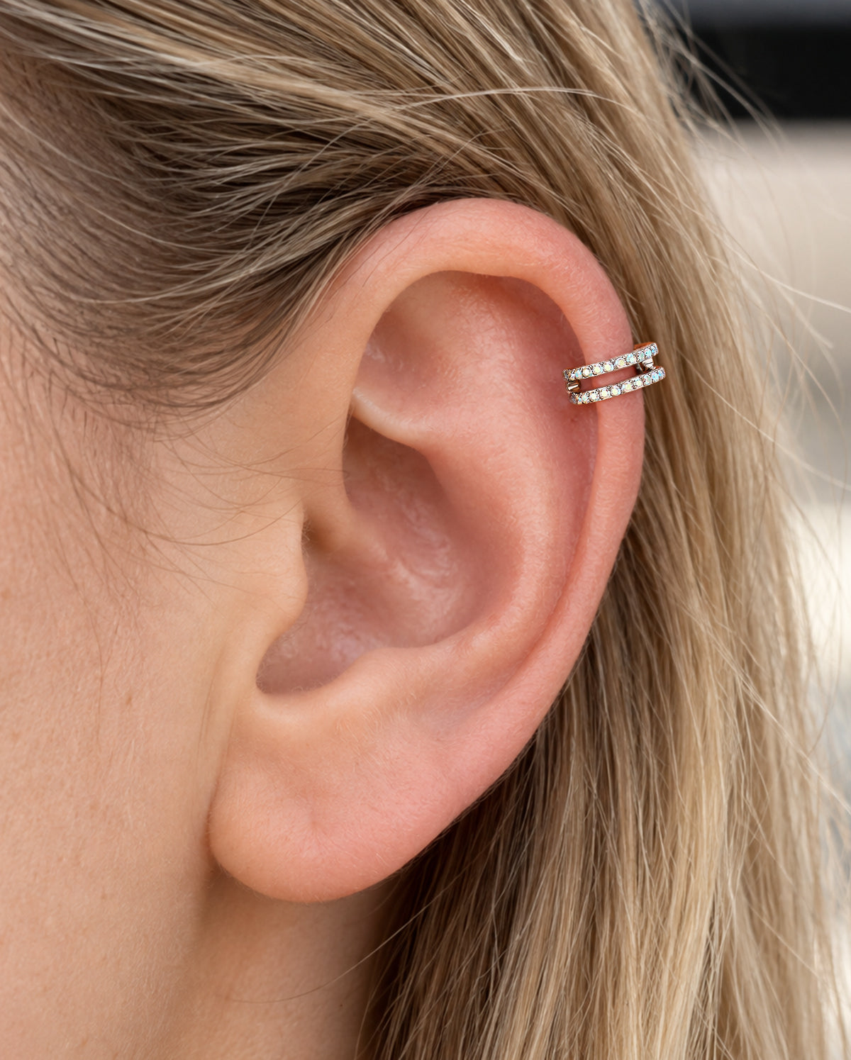 OUFER 20G Double Row AB CZ Segment Nose Hoop