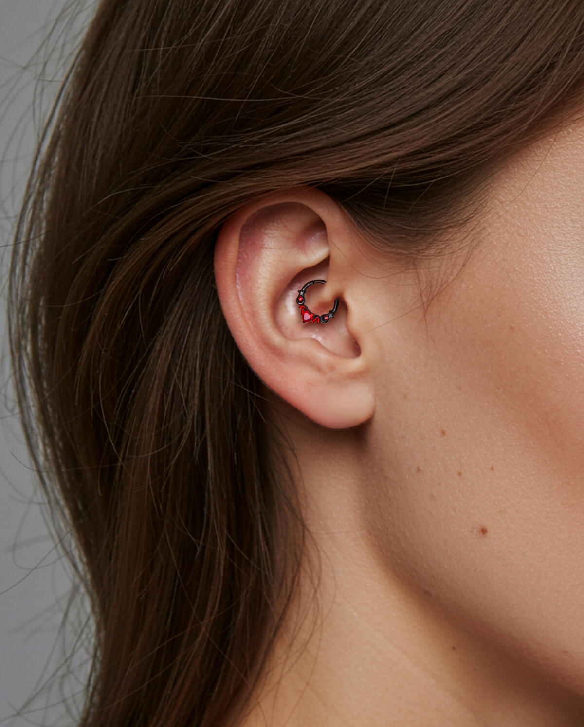 red heart and bat daith piercing