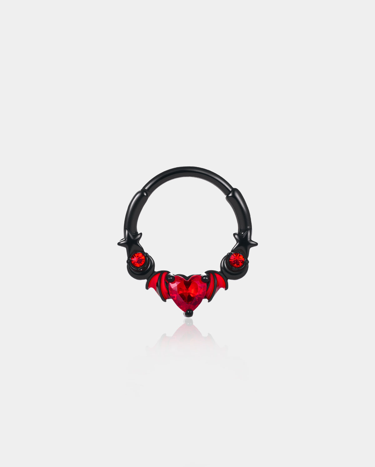 red bat and heart septum daith jewelry