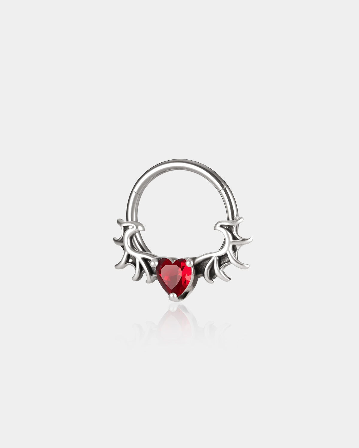 oufer red heart septum jewelry