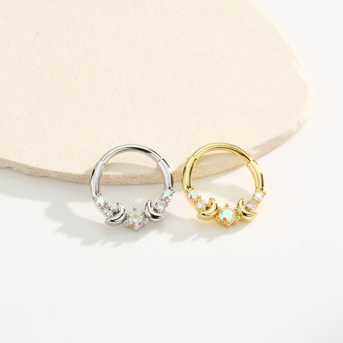 Double Moon AB CZ Segment Septum Ring