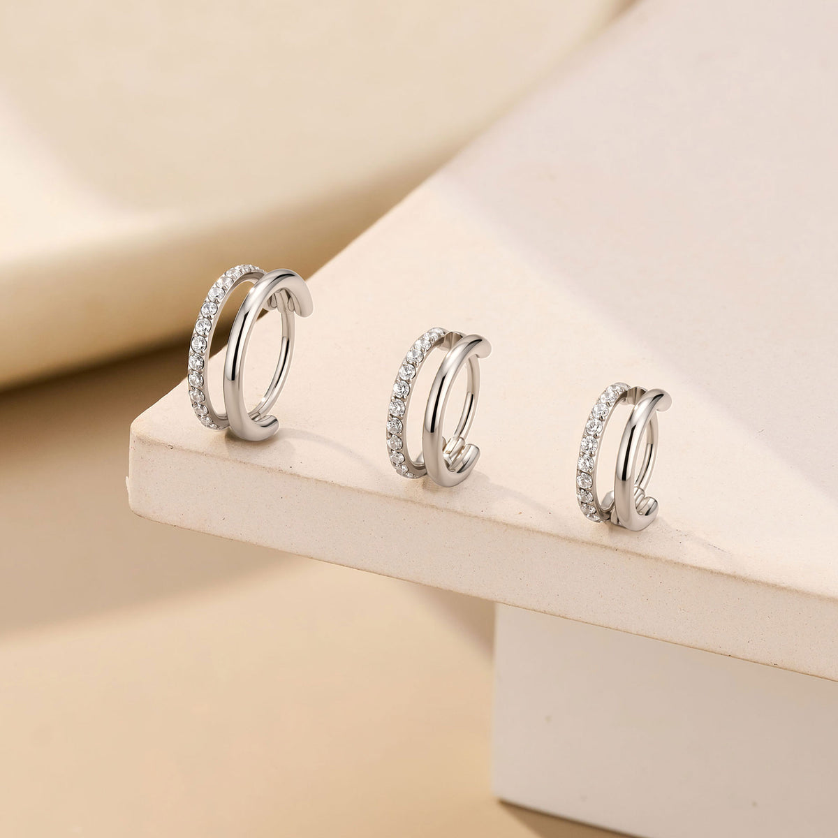 20g 6/7/8mm silver double row nose hoop