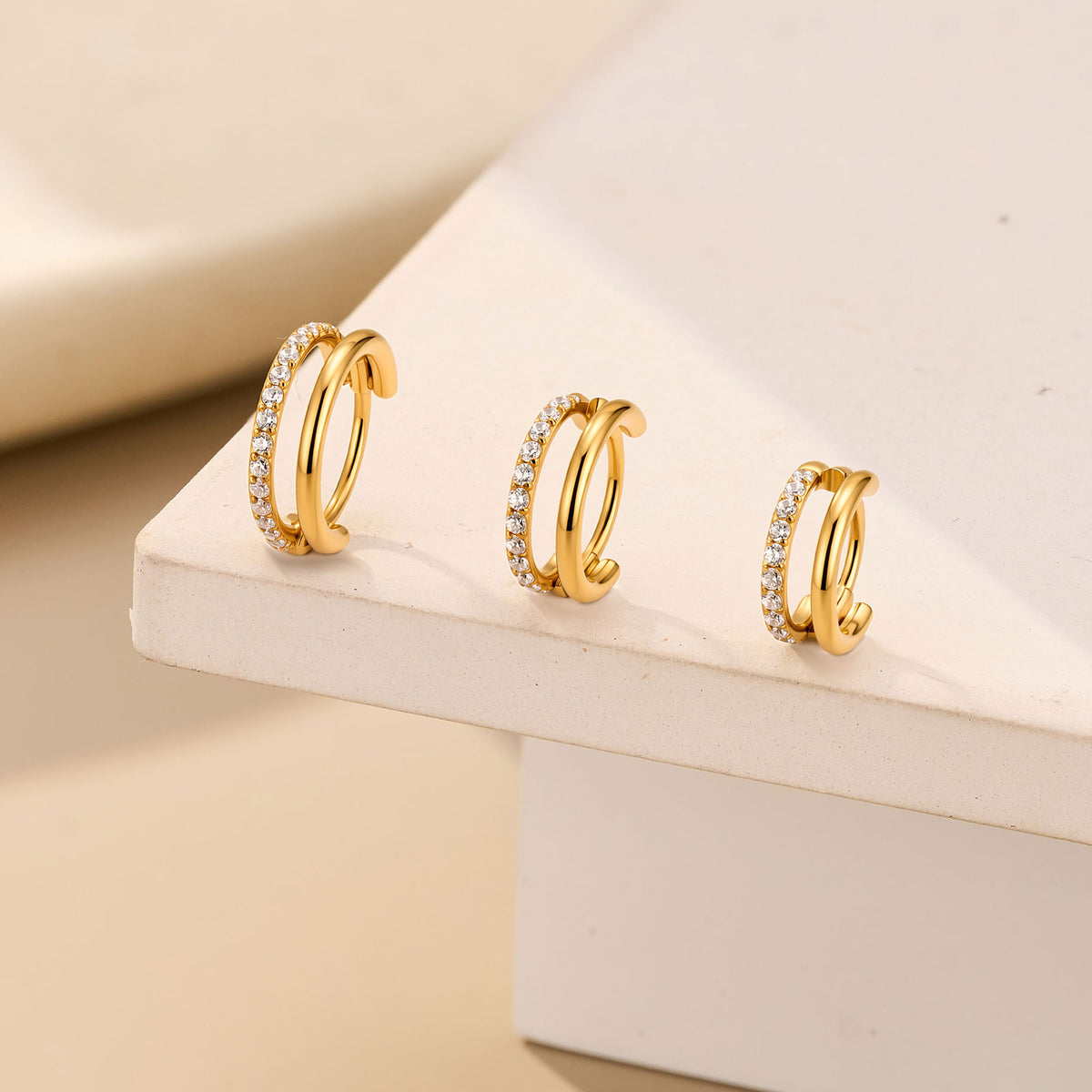20g 6/7/8mm gold double row nose hoop