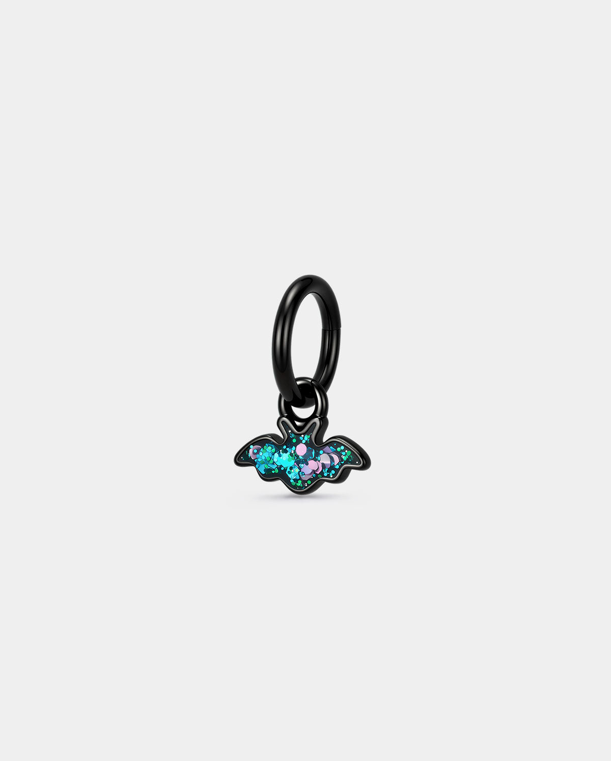 Black Glitter Bat Dangle Rook Earring