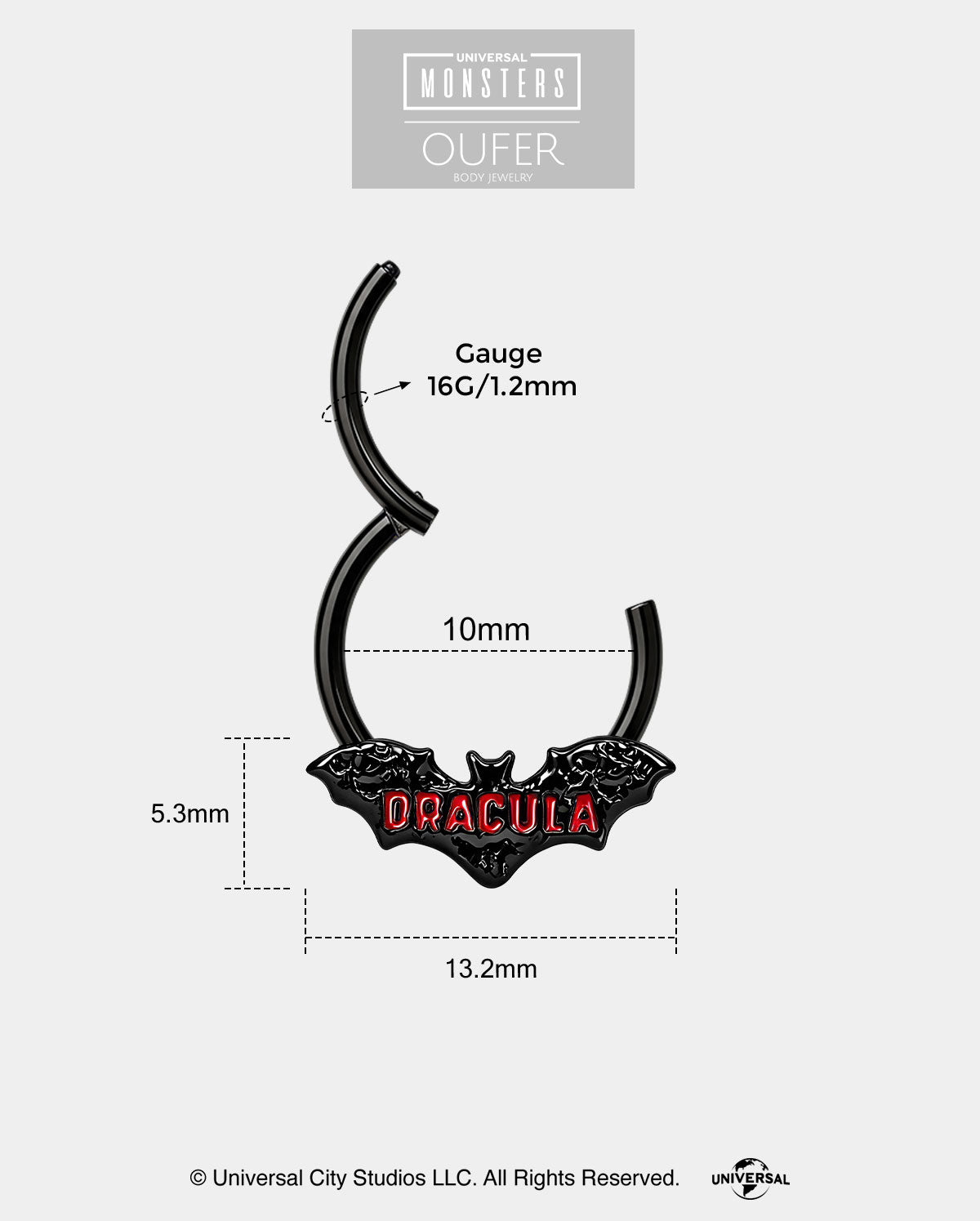 MONSTER × OUFER DRACULA Black Bat Septum Ring
