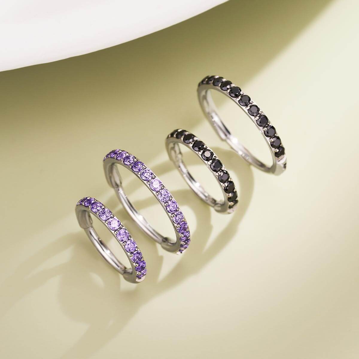 20G Purple CZ Hinged Segment Nose Ring