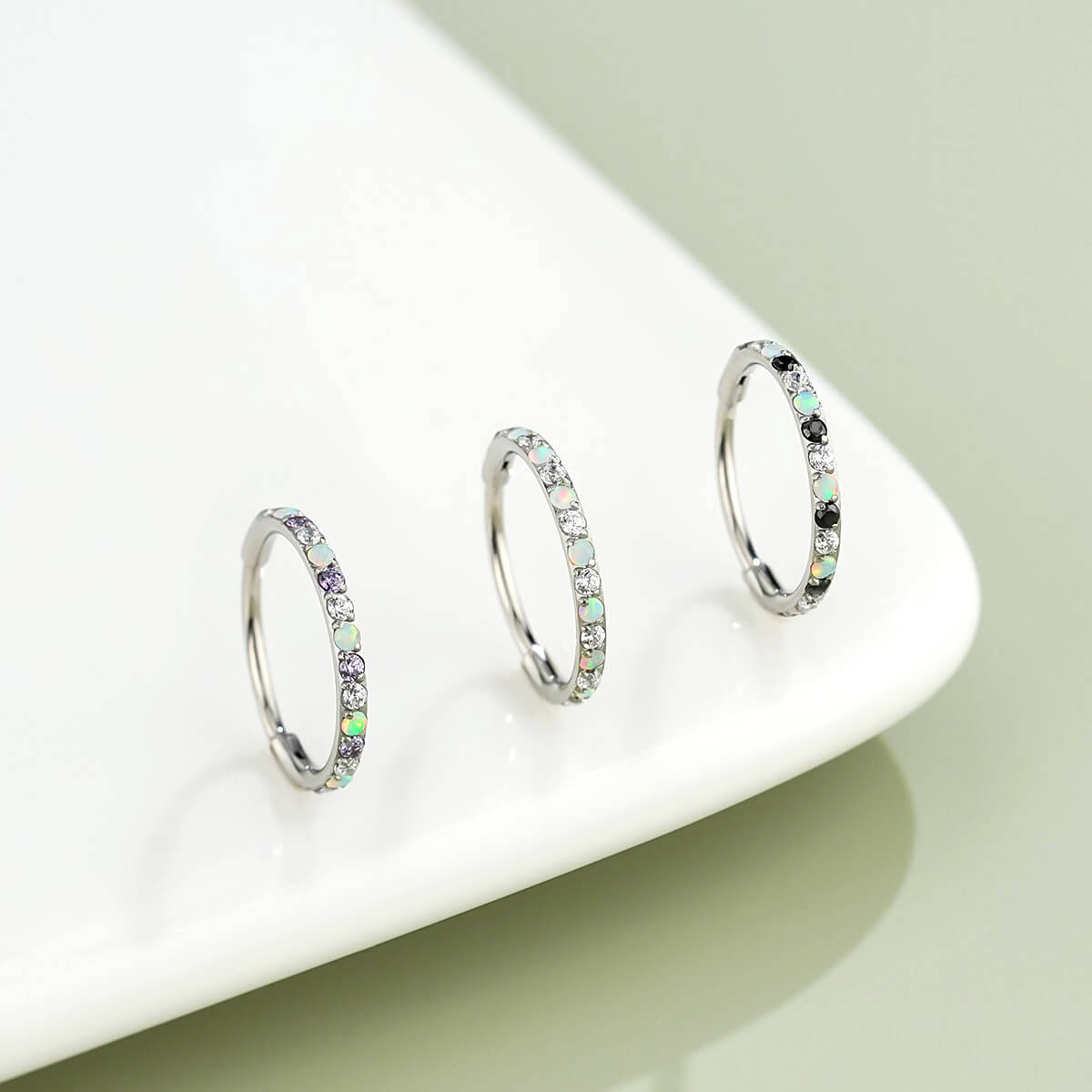 shiny opal nose ring