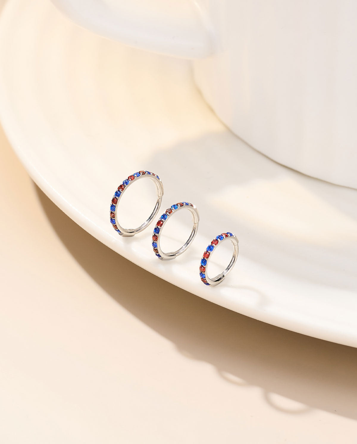 Independence Day-- CZ Hinged Segment Nose Ring