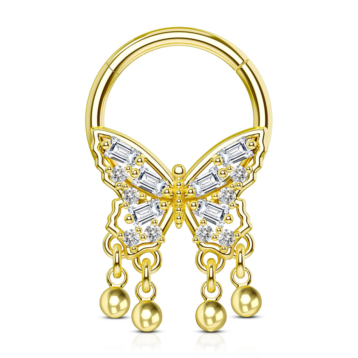 16G Gold Butterfly Septum Ring Dangle Septum Jewelry OUFER BODY JEWELRY