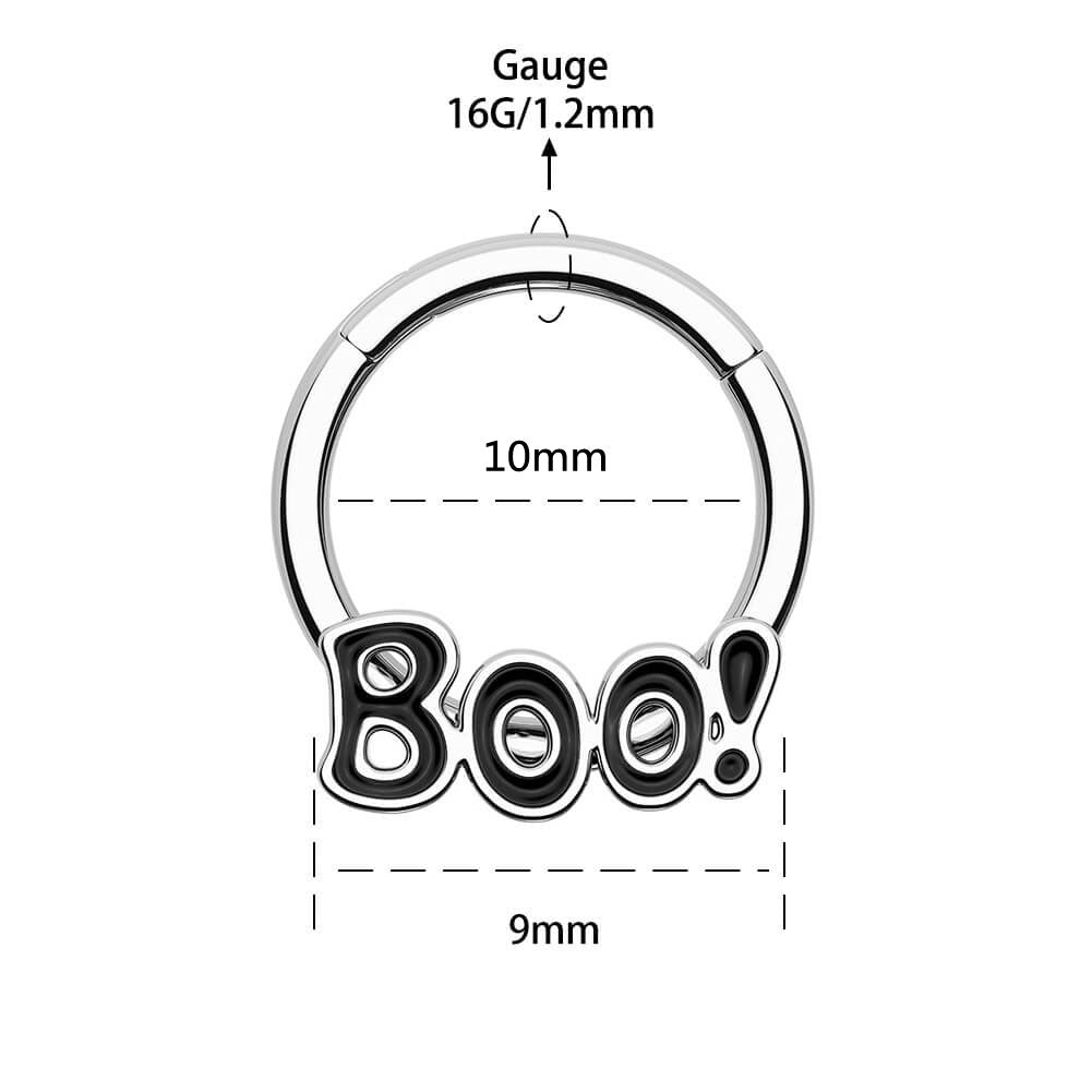 10mm boo letter septum ring