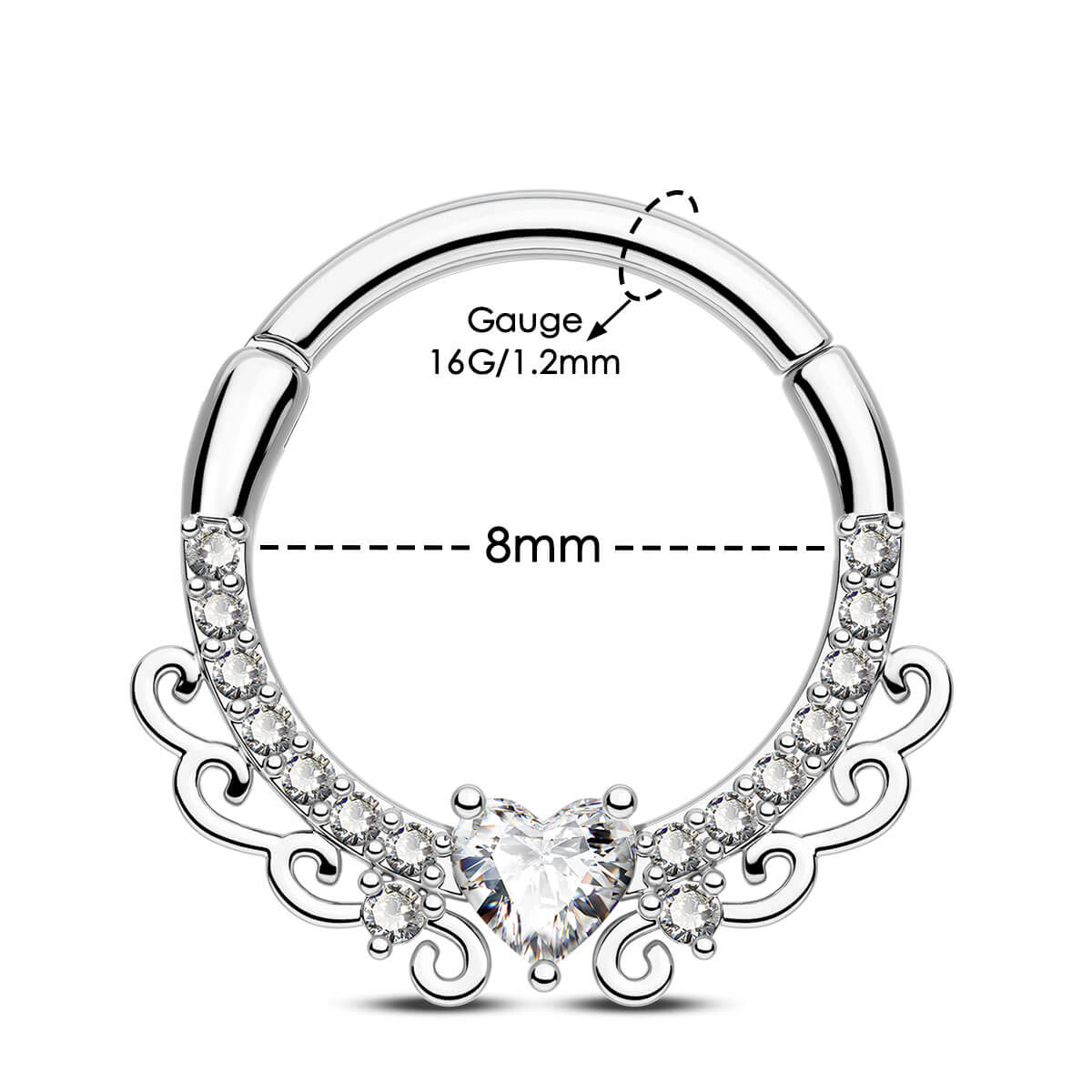 8mm heart septum ring