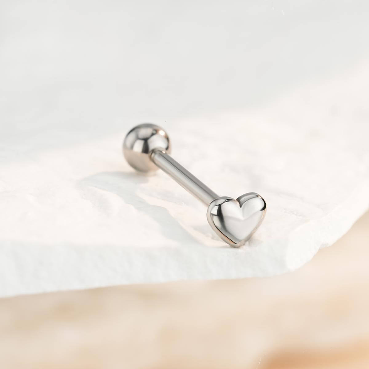 titanium heart tongue piercing barbell