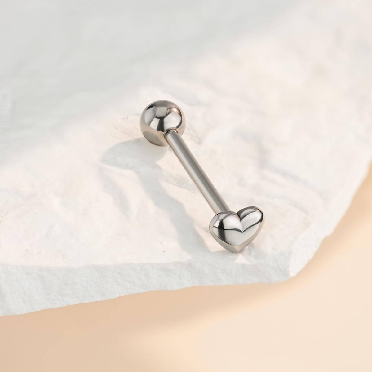 Titanium Heart Internally Threaded Tongue Ring