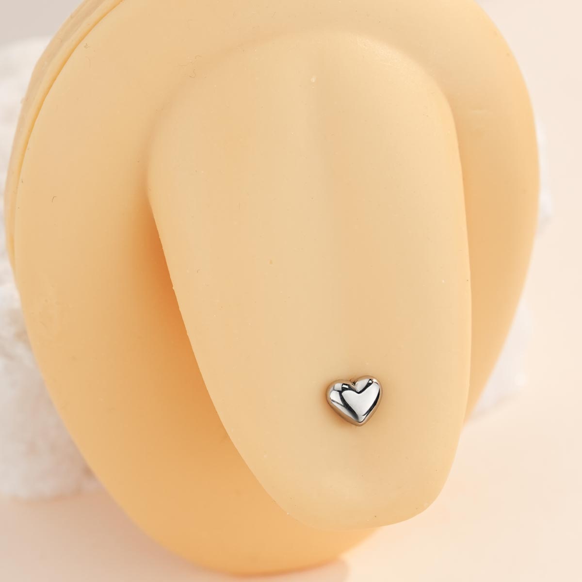 Titanium Heart Internally Threaded Tongue Ring
