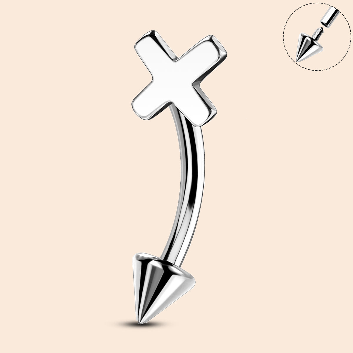 oufer cross eyebrow ring