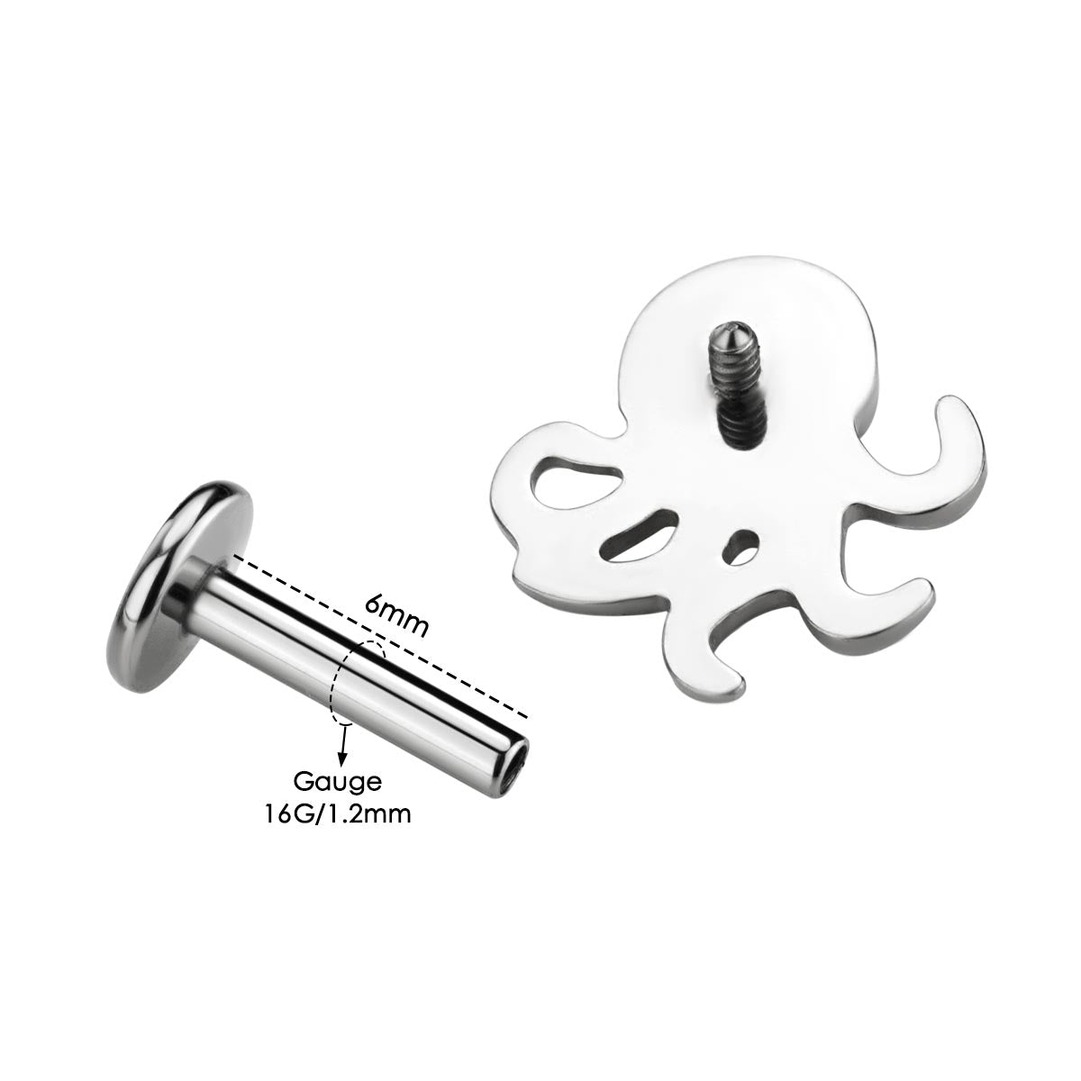 Octopus Internally Threaded Titanium Cartilage Stud